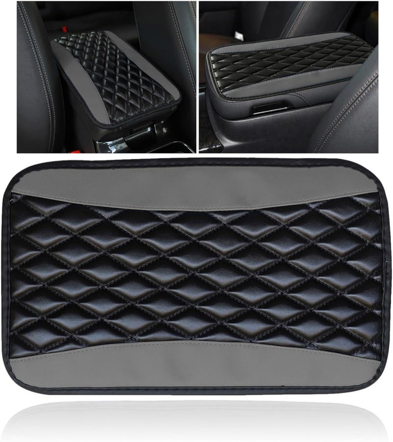 Couslcd Auto Center Console Pad, Universal Waterproof Armrest Seat Box Cover, Car Interior Accessories, Leather Auto Armrest Cover Protector for Most Vehicle, SUV, Truck (Gray) - Image 1